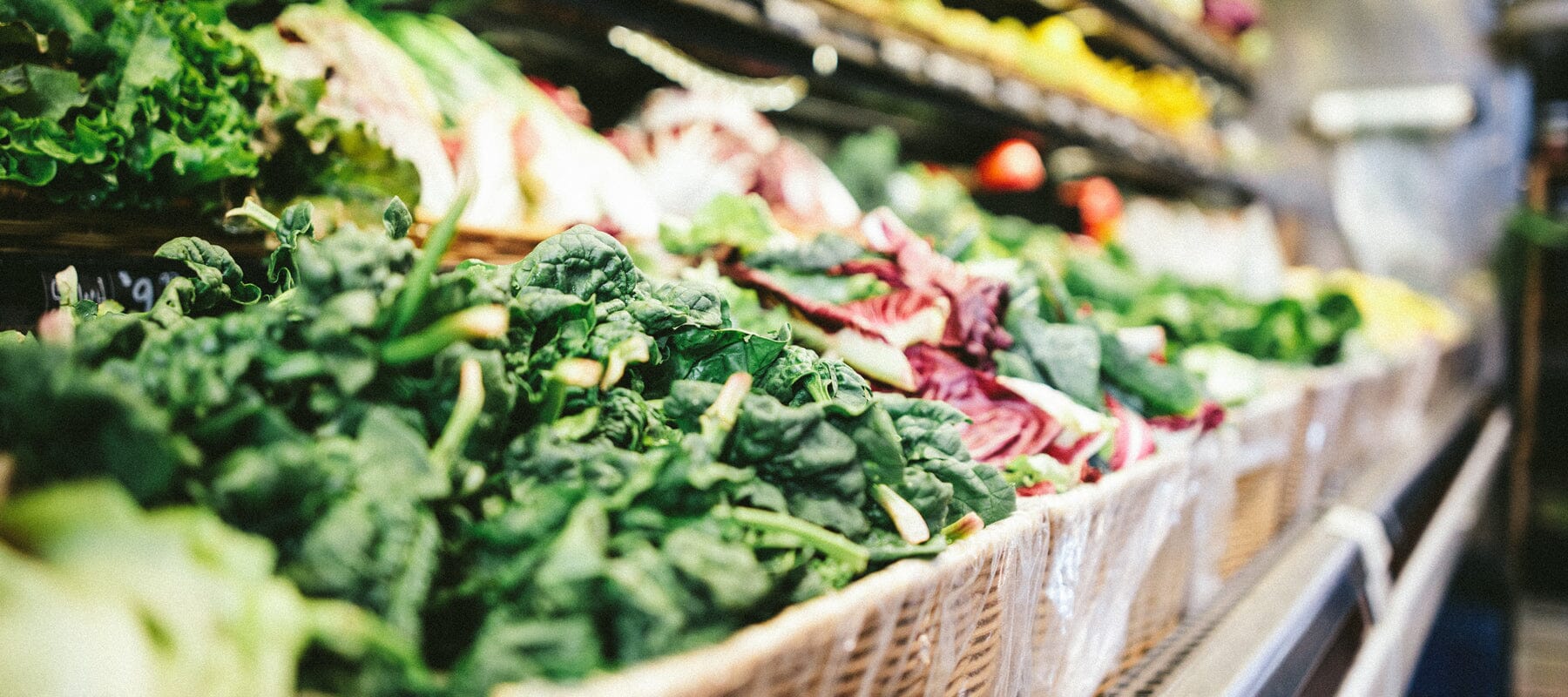 fresh fruit and veg in grocery store