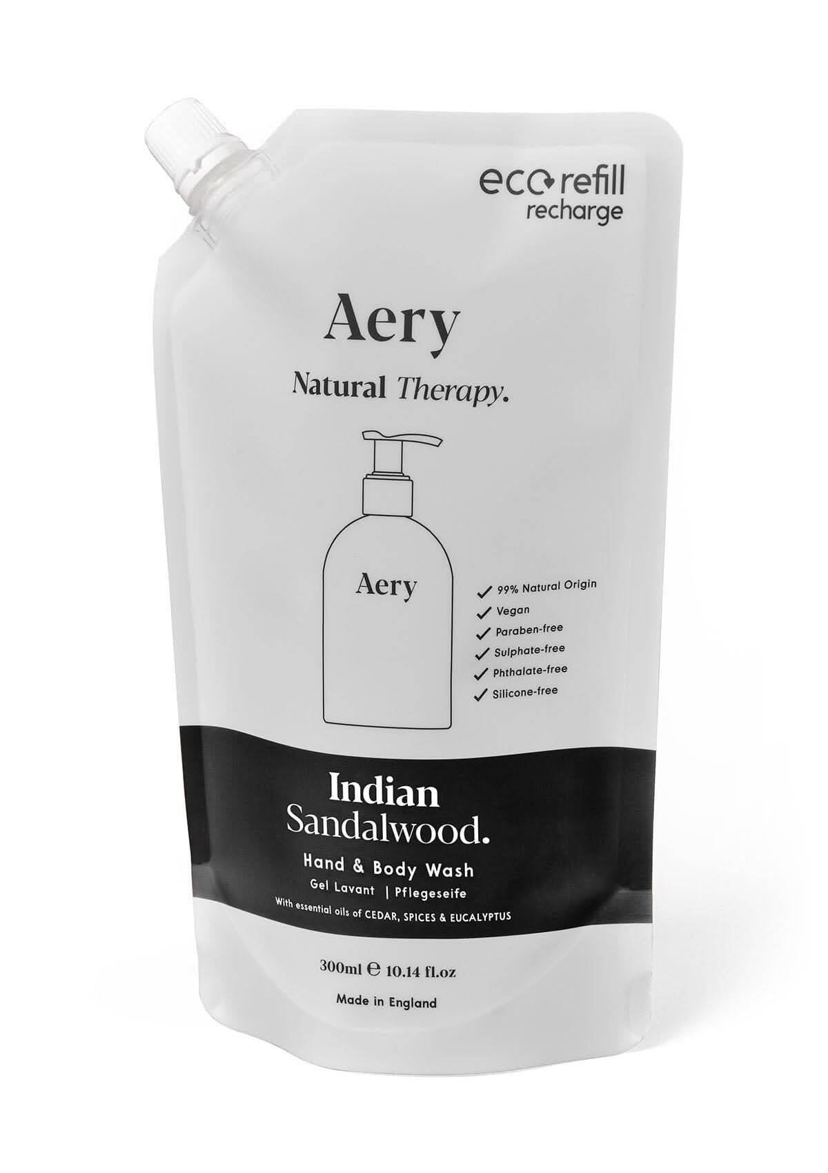 Indian Sandalwood hand and body refill pouch by aery displayed on white background
