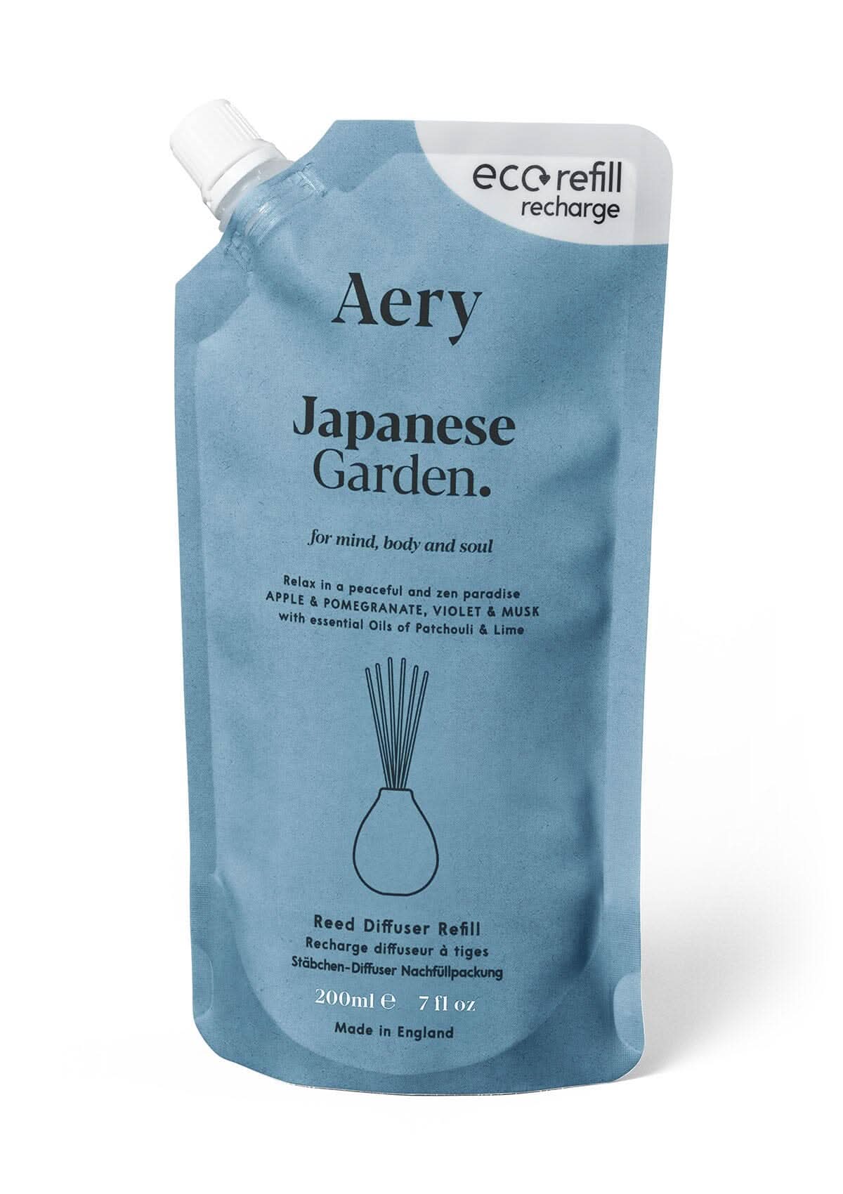 Japanese garden reed diffuser refilll pouch by aery displayed on white background