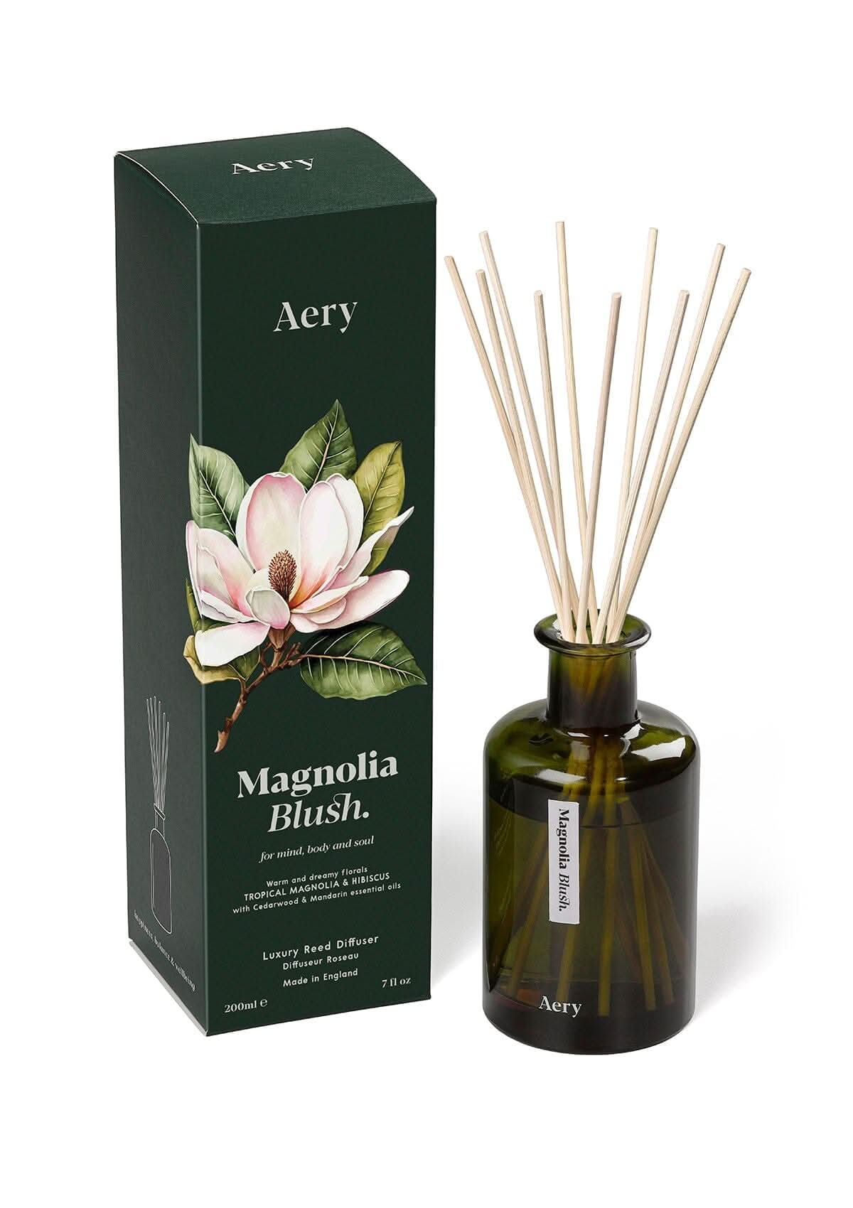 magnolia blush reed diffuser with decorative packaging